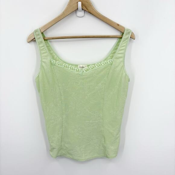 Vintage 90s Y2K Corset Tank 1X Slip Cami Fairy Brocade Pastel Coquette Ren Faire - Picture 1 of 5